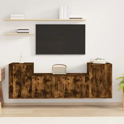 Produktbild von 3-tlg. TV-Schrank-Set Räuchereiche Holzwerkstoff , TV-Schränke Design 2024