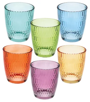 Trinkgläser 310 ml mehrfarbig Glas 6 Stück