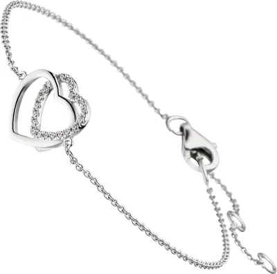 Produktbild von JOBO Armband Herz Herzen 925 Sterling Silber 21 Zirkonia 18 cm Silberarmband