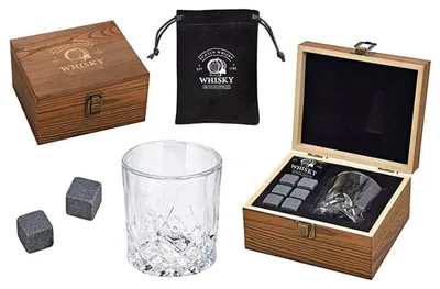 Zdjęcie produktu dla Mały zestaw do whisky w drewnianym pudełku