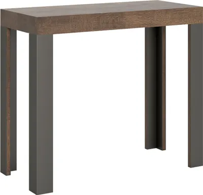 Produktbild von Ausziehbare Konsole 90x40/300 cm Walnusslinie mit anthrazitfarbenem Rahmen