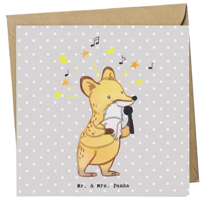 Produktbild von Mr. & Mrs. Panda Grußkarte Musicaldarsteller Herz - Grau Pastell - Geschenk, anlasskarte, Klappkarte, doppelkarte, faltkarte, Glückwunschkarte