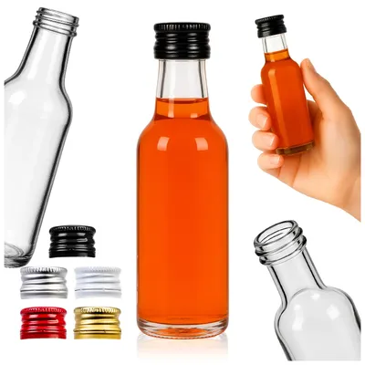 Zdjęcie produktu dla SUPERBUTELKI - Zestaw 100 szt. Butelka MONOPOLOWA 50 ml na wódkę bimber wesele + zakrętki