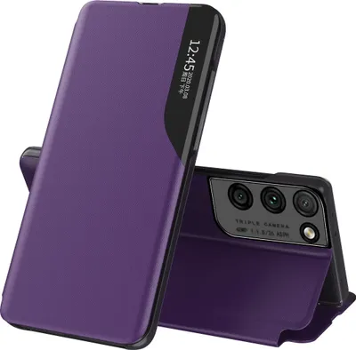 Image de Etui pour Samsung Galaxy S21 Ultra 5G, étui en cuirPolyuréthaneavec fenêtre et fonction stand Violet