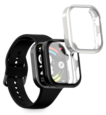 Produktbild von kwmobile 2x Silikon Hülle für Xiaomi Redmi Watch 6 Schutzhülle - Fullbody Display Cover Set aus Silikon - Schwarz Silber