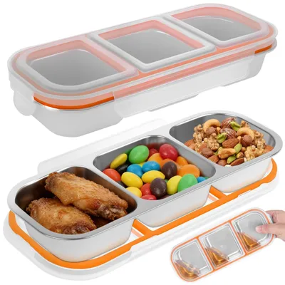 Immagine prodotto di Solidchoice - Set di 2 contenitori per snack - con scomparti, 26,2 x 10,5 cm