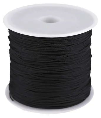 Produktbild von 90m Polyesterschnur 0,5/1mm geflochten Schmuckkordel Schmuckschnur Variantenwahl, Größe:0.5mm, Farbe:schwarz