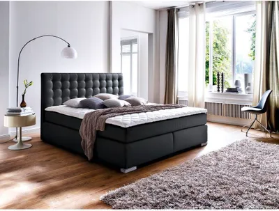Produktbild von Boxspringbett IMOLA-114 180x200 in Schwarz, Härtegrad H2