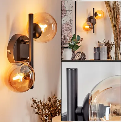 Produktbild von Isorella Wandlampe aus Metall/Glas in Schwarz/Bernsteinfarben