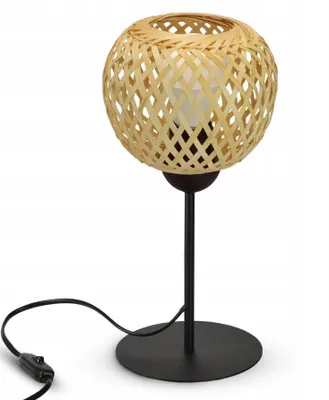 Produktbild von Luxolar Tischlampe Aus-Schalter Boho Nachttischlampe E27 60W – Bambus natürliches Design