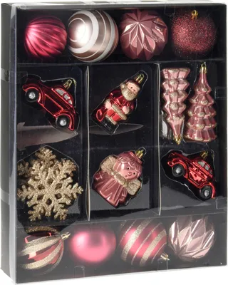 Produktbild von Valetti rot/rosa Weihnachtsschmuck - Satz von 20