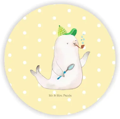 Produktbild von Mr. & Mrs. Panda magnet Robbe Sherlock - Gelb Pastell - Geschenk, Gute Laune, whiteboardmagnet, wandmagnet, Kühlschrankmagnet, pinnwand, für kühlschrank