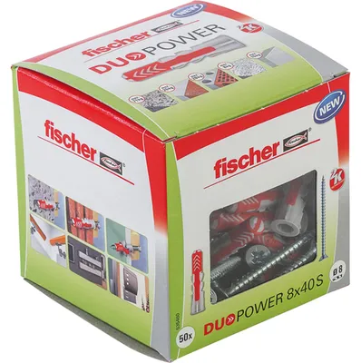 Zdjęcie produktu dla fischer 535460 fischer DuoPower 8x40 S 2K 535460 Dübel mit Schrauben Ø 8 mm x 40 mm, 50 St.