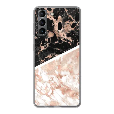 Produktbild von MuchoWow® Handyhülle Schutzhülle Hülle für Samsung Galaxy S21 Marmor - Rosa - Weiß - Schwarz Silikon Softcase Handy Hülle - Softcase