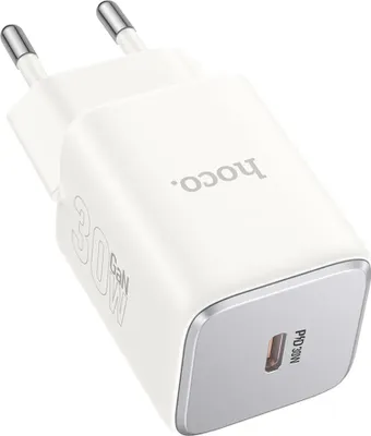 Productafbeelding van USB-C oplader, PD en QC 30W, GaN N43, wandoplader, snellader, wit