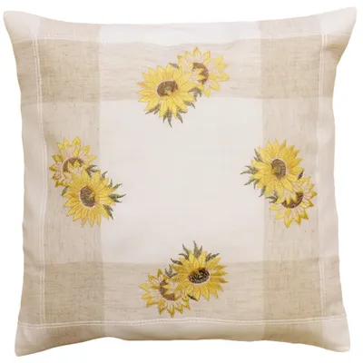 Produktbild von Kissen-Bezug Sonnenblumen Streifen Sommer Stick beige 40x40 cm