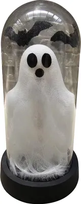 Produktbild von Halloween-Geister-Dekoration, beleuchteter Geist in Glaskuppel, Glocke, süßer weißer Geist mit LED-Licht für Zuhause, Küche, Kaminsims, Tischdekoration