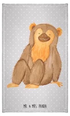 Produktbild von Mr. & Mrs. Panda Handtuch Affe - Grau Pastell - Geschenk, badezimmer, gäste wc, Selfcare, Affen, Motivation, Liebe, Afrika, Selbstliebe, Kleines, Gästetuch, baumwolle