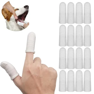 Image de 16 brosses dentaires pour chiens et chats, réutilisables, en polyester, nettoyage à 360°