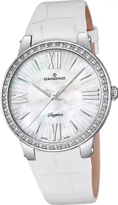 Produktbild von Candino Elegance Leder Quarz Damen Uhr C4597/1 Armband-Uhr Analog weiß D2UC4597/1