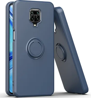 Produktbild von Redmi Note 9 Pro Handyhülle, Ring Halter Ständer Kratzfeste Weiche Silikon schutzhülle für Xiaomi Redmi Note 9S/9 Pro/9 Pro Max Blau
