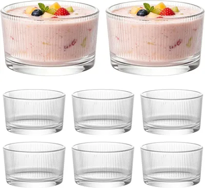 Imagen del producto de Juego de vasos para postres, 8 unidades, 200 ml, de vidrio, ideales para pequeñas porciones de postre