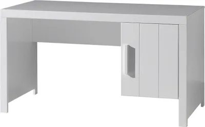 Produktbild von Schreibtisch Erik Weiß, aus MDF und Metall, mit Tür und Schubladen, 137x76x72 cm
