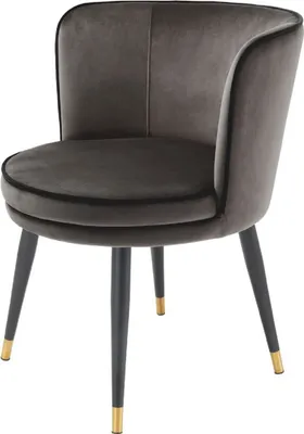 Produktbild von Casa Padrino Luxus Samt Esszimmerstuhl mit Armlehnen Dunkelgrau / Schwarz / Messingfarben 62 x 62 x H. 76 cm - Drehbarer Küchenstuhl - Drehstuhl - Vintage Retro Stuhl - Esszimmermöbel
