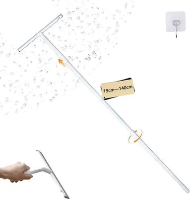 Immagine prodotto di Scozzino telescopico per doccia, acciaio inossidabile, 125 cm, spazzola in silicone, 28 cm