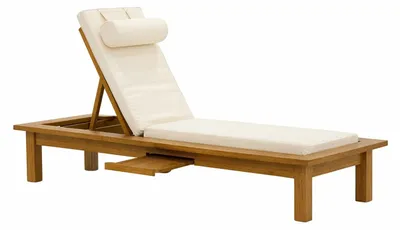 Immagine prodotto di Sdraio da giardino pieghevole, stile moderno, struttura in legno bianco, schienale morbido