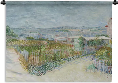Produktbild von MuchoWow® Wandteppich Wandbehang Montmartre: hinter der Mühle von Galette - Vincent van Gogh 120x90 cm Tapisserie Dekoration Wandtuch - Wohnen - Aufhänger für die Wand