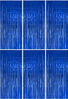 Produktbild von 6x Lametta Vorhang - blau - 91x244 cm