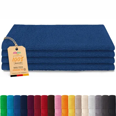 Produktbild von EllaTex PARIS 4er Set Seiftücher 30x30 cm – 100% Baumwolle, 500 g/m² Frottier, Vorteilspack, in Farbe: Königsblau