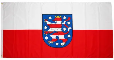 Produktbild von Flagge Thüringen 90 x 150 cm mit Metallösen - Fahne - Hissfahne - Hissflagge - Sturmflagge - zum hissen - - 100 Gramm Stoffgewicht