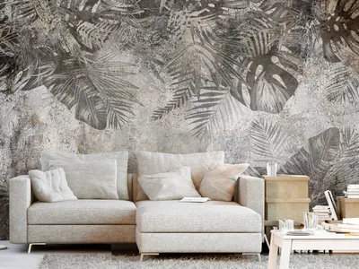 Produktbild von Vlies Fototapete tropische Blätter 400x280 cm Tapeten Wandtapete XXL Palmenblätter Monstera grau b-C-0825-a-a