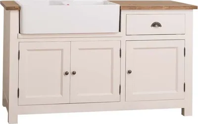 Produktbild von Casa Padrino Landhausstil Spülenschrank Creme / Braun 155 x 65 x H. 90 cm - Spültisch / Küchenschrank mit 3 Türen und Schublade