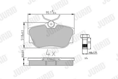 Produktbild von JURID Bremsbeläge Satz Hinten für VW Transporter IV Bus (70B, 70C, 7DB, 7DK, 70J, 70K, 7DC, 7DJ) 571875J