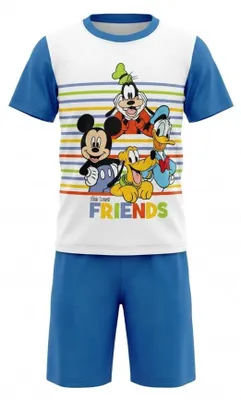 Produktbild von Disney Mickey Maus Goofy Donald Duck Kinder Jugend Schlafanzug Pyjama 98-128 - Hellblau, 110