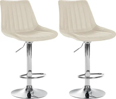 Produktbild von CLP 2er Set Barhocker Toni Kunstleder drehbar und stufenlos höhenverstellbar - creme Material Gestell Metall in Chromoptik