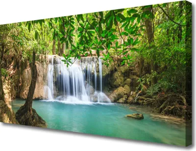 Produktbild von Tulup Leinwand-Bilder 100x50 Wandbild Canvas Kunstdruck Wasserfall See Wald Natur