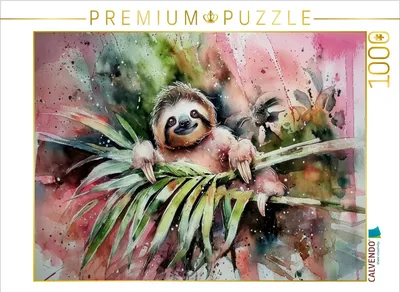 Produktbild von CALVENDO Puzzle Gut gelauntes Faultier | 1000 Teile Lege-Größe 64x48cm Foto-Puzzle für glückliche Stunden