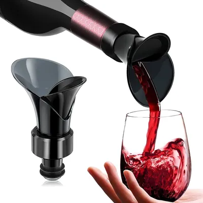 Produktbild von 2-in-1 Weintrichter mit Tropfschutz, aus Kunststoff und Gummi, 9,5 x 5 cm