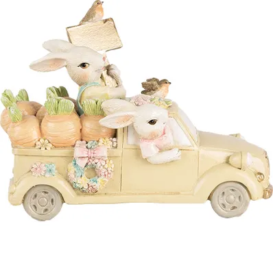 Produktbild von Clayre & Eef Dekorationsfigur Kaninchen 16x8x12 cm Weiß Beige Kunststoff