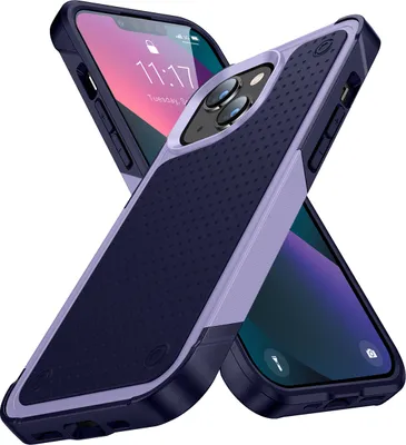 Produktbild von Für iPhone 14 /iPhone 13 Hülle Militärqualität Stoßfest Hybrid 2 in 1 Hart PC Weich TPU Handyhülle Lila Blau