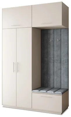 Produktbild von Masseno Garderobe-Set REMA 150/240/60 cm Modern Garderobenschrank Kaschmir, Veloursstoff MONOLITH 85 (Grau)