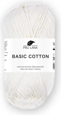 A ball of white yarn with a label.