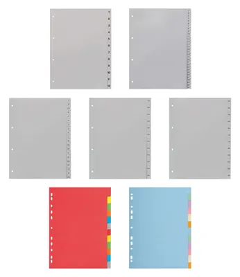 Produktbild von europrotokoll 7er Set Ordnerregister gemischt, passend für DIN A4 Ordner, enthält Register 1-12, 1-31, A-Z, Jan.-Dez., Dez.-Jan., Karton, Pastell