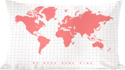 Produktbild von MuchoWow® Zierkissen Sofakissen Wohnzimmer Dekokissen 50x30 cm Weltkarte - Rosa - Zitat - Kinder - Jungen - Mädchen - Wohnzimmerdekoration - Polster mit Photo
