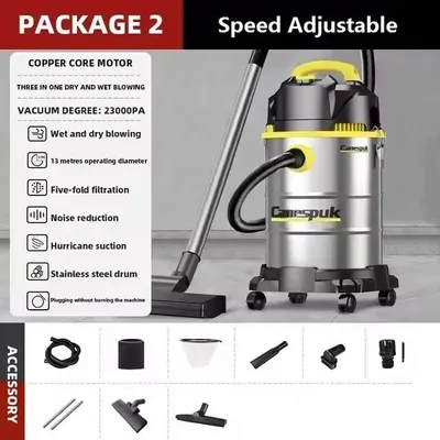Image de Aspirateur électrique 3-en-1 - Aspirateur industriel pour liquides et poussières - Puissance élevée de 3300W - Réservoir de 40 litres - 220–240V - Câble de 4 mètres