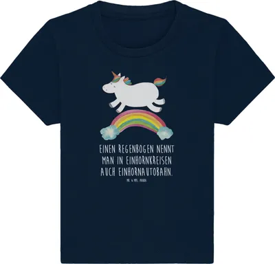 Produktbild von Mr. & Mrs. Panda Babyshirt Einhorn Regenbogen 12. - 18. Monat - French Navy - Geschenk, Kleinkind T-Shirt, Baby Jerseyshirt, , Glitzer, Erwachsenwerden, Unicorn